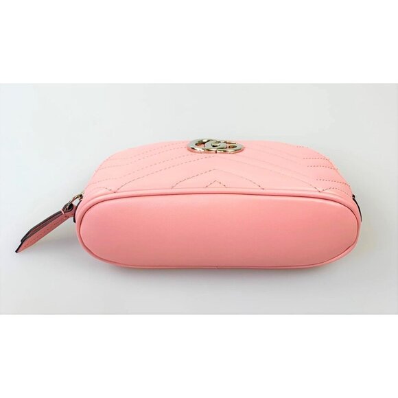 NWT Gucci GG Marmont Cosmetic Pouch in Pink Quilted Chevron Leather - Picture 5 of 11